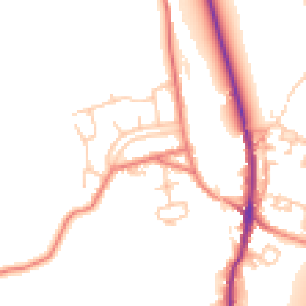 Daytime road noise heatmap for LA2 0LZ