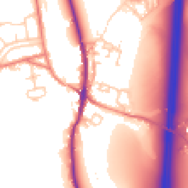 Daytime road noise heatmap for LA2 0NE