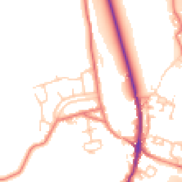 Daytime road noise heatmap for LA2 0NN