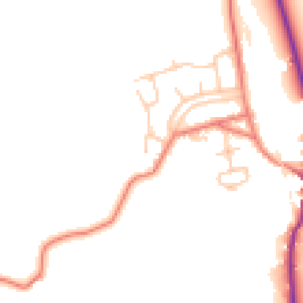 Daytime road noise heatmap for LA2 0NZ