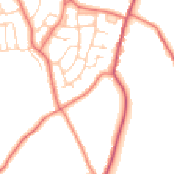 Daytime road noise heatmap for LA2 6AX