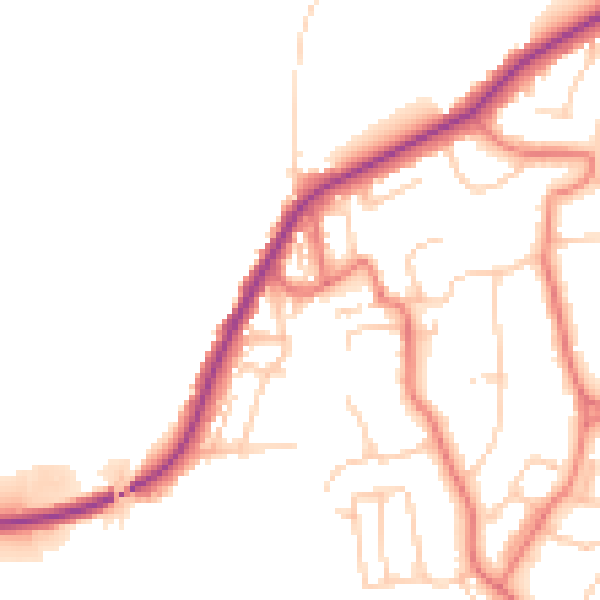 Daytime road noise heatmap for LA2 6DP