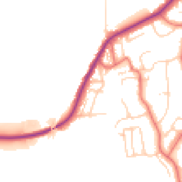 Daytime road noise heatmap for LA2 6DX