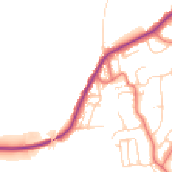 Daytime road noise heatmap for LA2 6EB