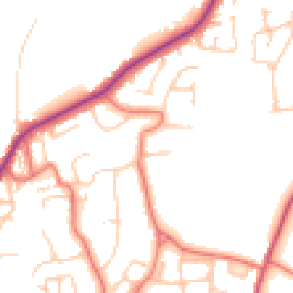 Daytime road noise heatmap for LA2 6ES