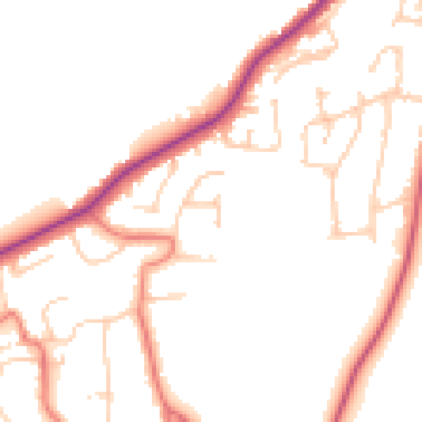 Daytime road noise heatmap for LA2 6EX