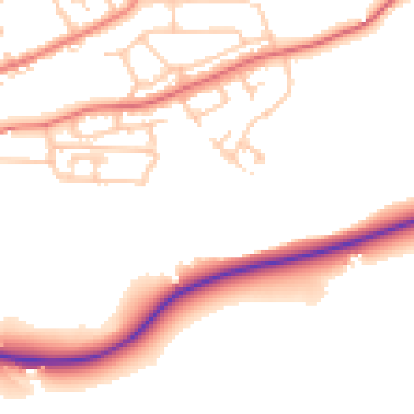 Daytime road noise heatmap for LA2 6FD