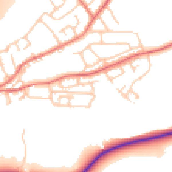 Daytime road noise heatmap for LA2 6FE
