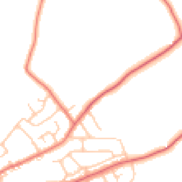 Daytime road noise heatmap for LA2 6FL