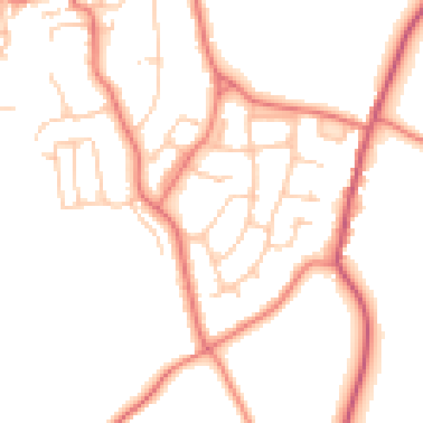 Daytime road noise heatmap for LA2 6JU