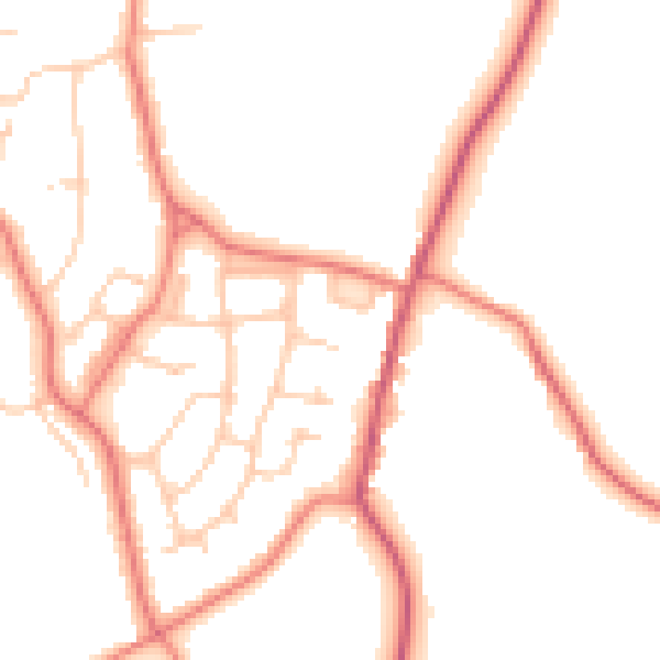 Daytime road noise heatmap for LA2 6JZ