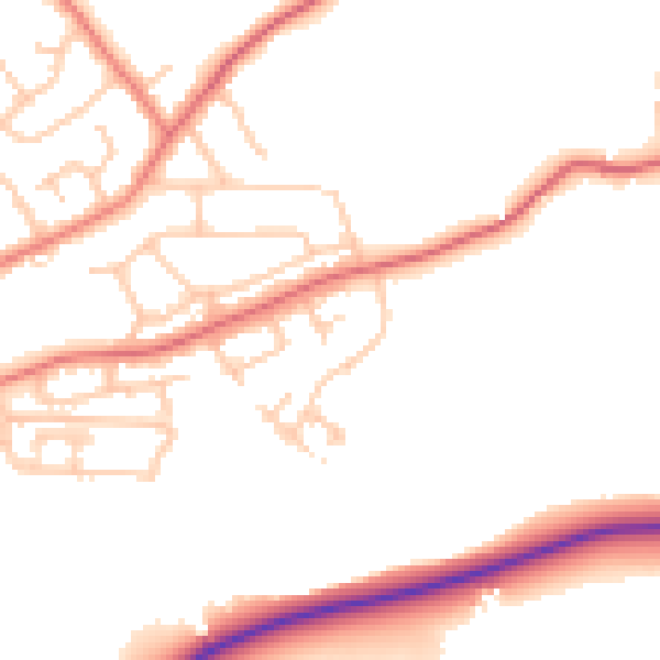 Daytime road noise heatmap for LA2 6NZ