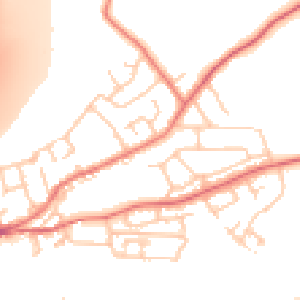 Daytime road noise heatmap for LA2 6PU