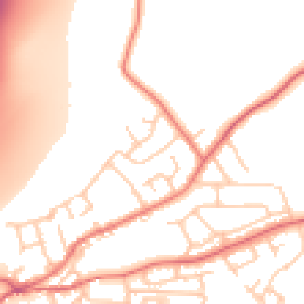 Daytime road noise heatmap for LA2 6QQ