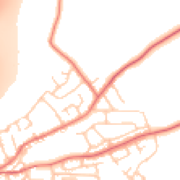 Daytime road noise heatmap for LA2 6QW