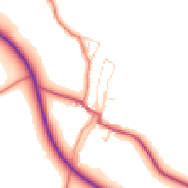 Daytime road noise heatmap for LA2 8DR