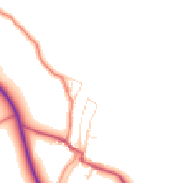 Daytime road noise heatmap for LA2 8DT