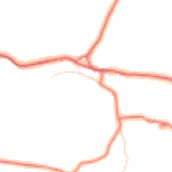 Daytime road noise heatmap for LA2 8LW