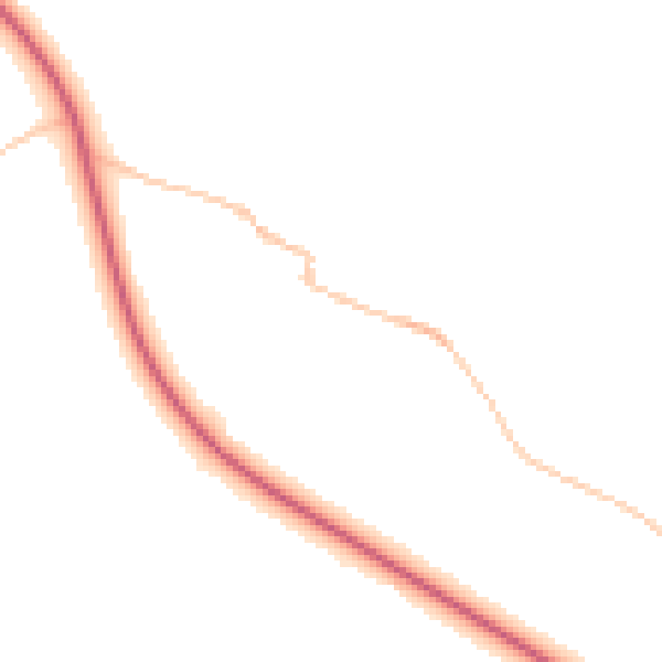 Night-time road noise heatmap for LA2 8RP