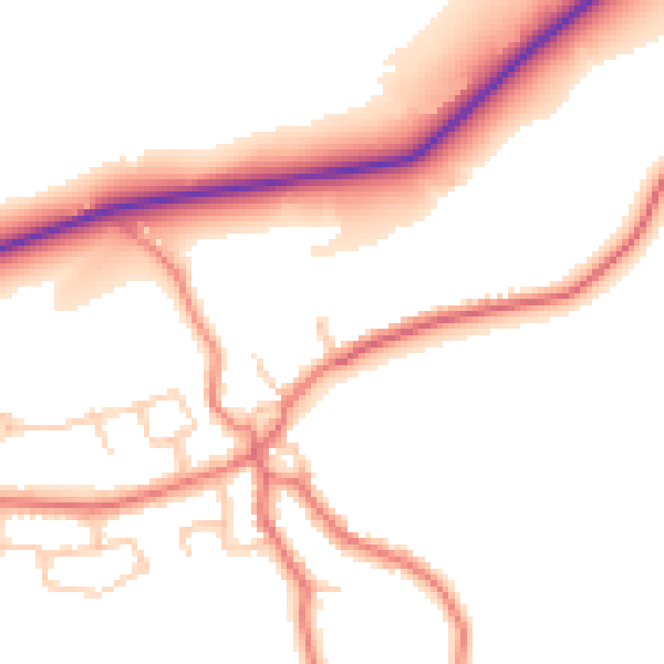 Daytime road noise heatmap for LA2 9JN