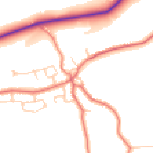 Daytime road noise heatmap for LA2 9JP