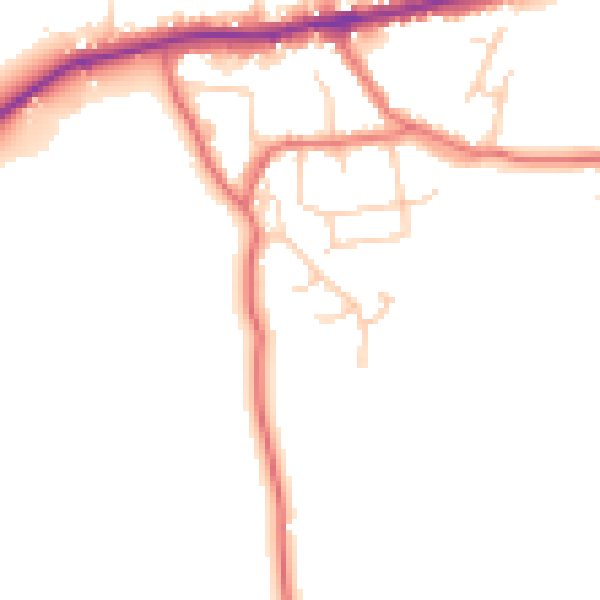 Daytime road noise heatmap for LA2 9NG