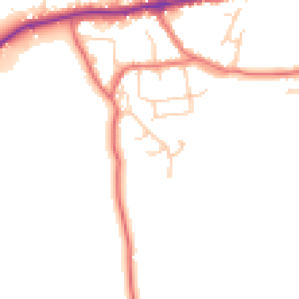Daytime road noise heatmap for LA2 9NL