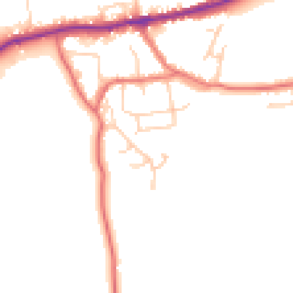 Daytime road noise heatmap for LA2 9NQ
