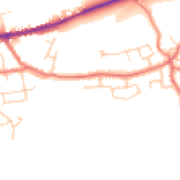 Daytime road noise heatmap for LA2 9NR