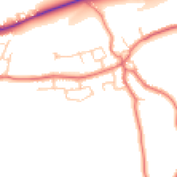 Daytime road noise heatmap for LA2 9NT