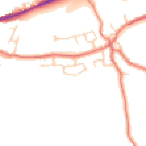Daytime road noise heatmap for LA2 9NU