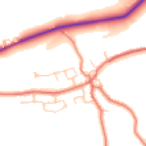 Daytime road noise heatmap for LA2 9PB