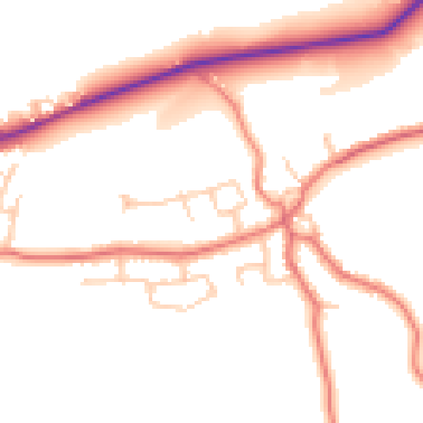 Daytime road noise heatmap for LA2 9PD