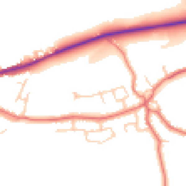 Daytime road noise heatmap for LA2 9PE