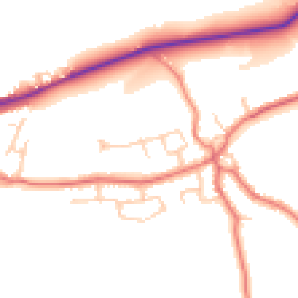 Daytime road noise heatmap for LA2 9PF