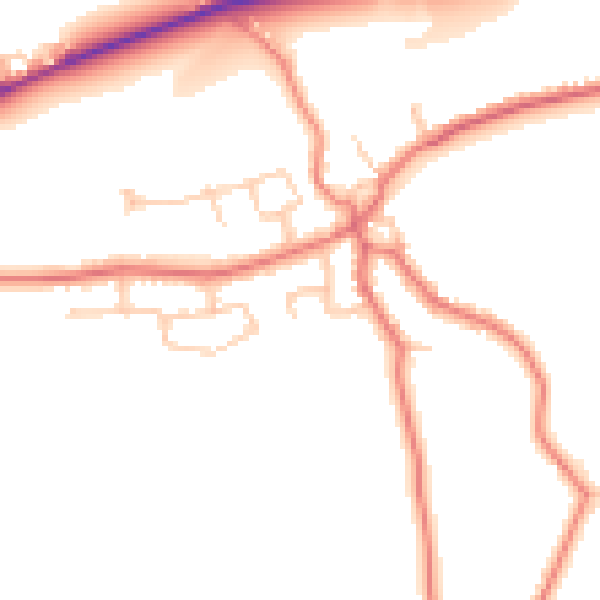 Daytime road noise heatmap for LA2 9PQ