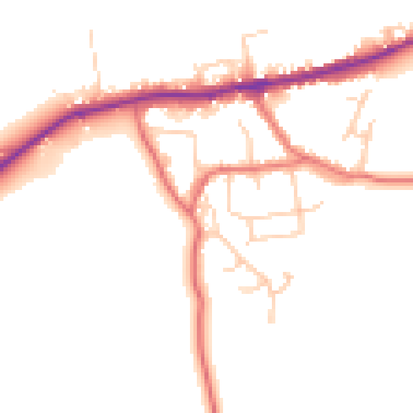 Daytime road noise heatmap for LA2 9PU