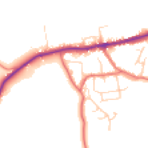 Daytime road noise heatmap for LA2 9QA