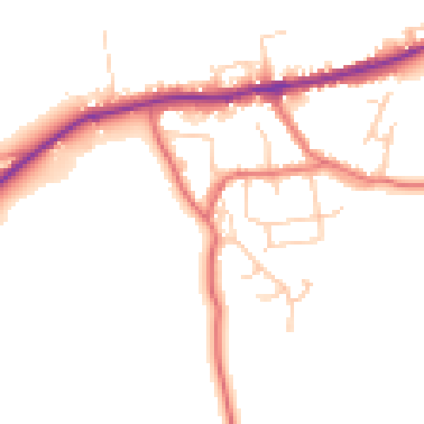 Daytime road noise heatmap for LA2 9QB