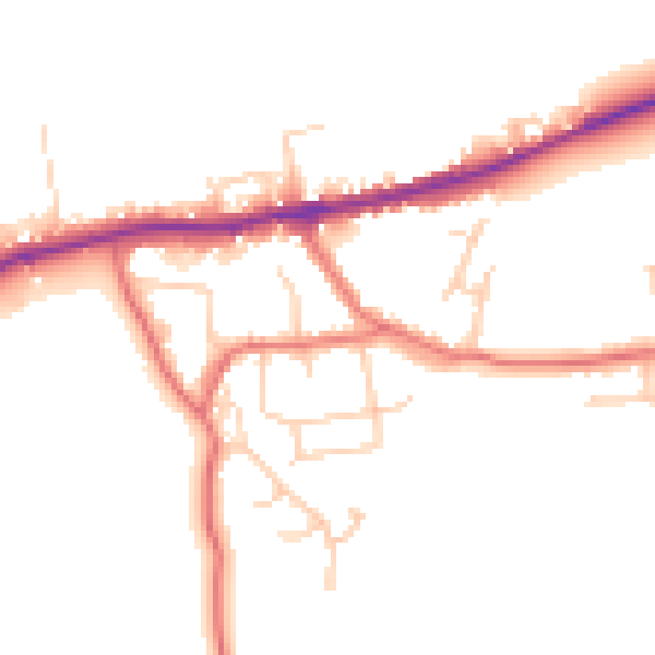 Daytime road noise heatmap for LA2 9QU