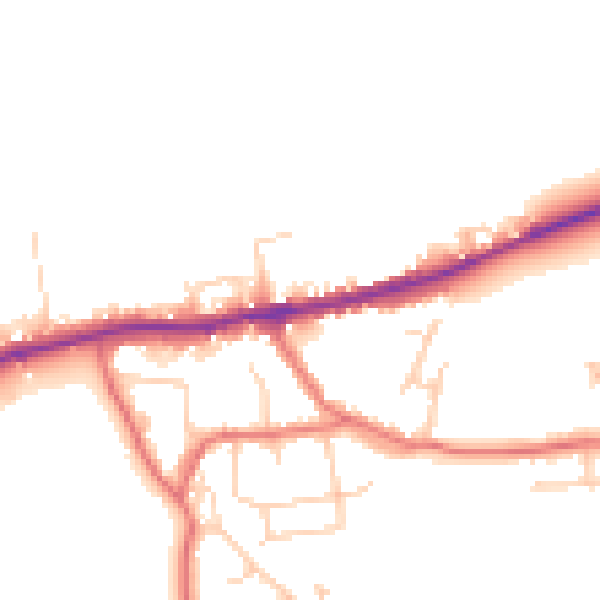 Daytime road noise heatmap for LA2 9QW