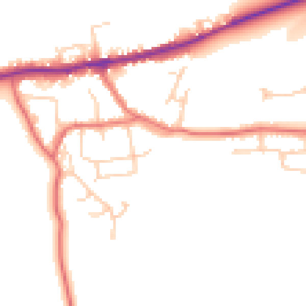 Daytime road noise heatmap for LA2 9RD