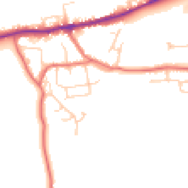 Daytime road noise heatmap for LA2 9RF