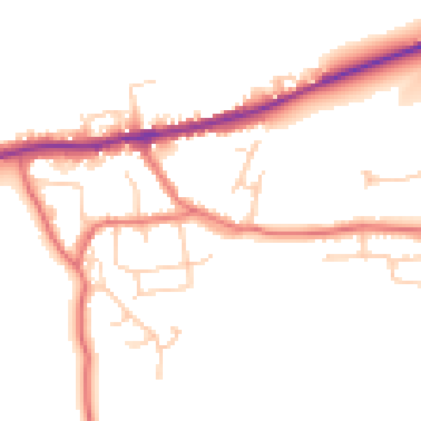 Daytime road noise heatmap for LA2 9RG