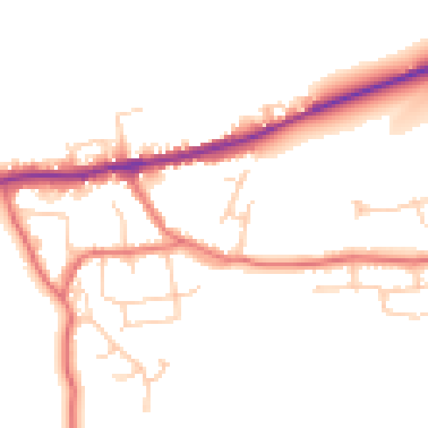 Daytime road noise heatmap for LA2 9RH