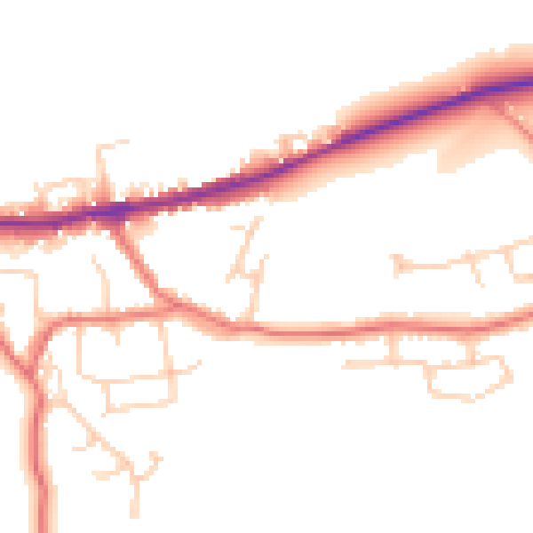 Daytime road noise heatmap for LA2 9RJ