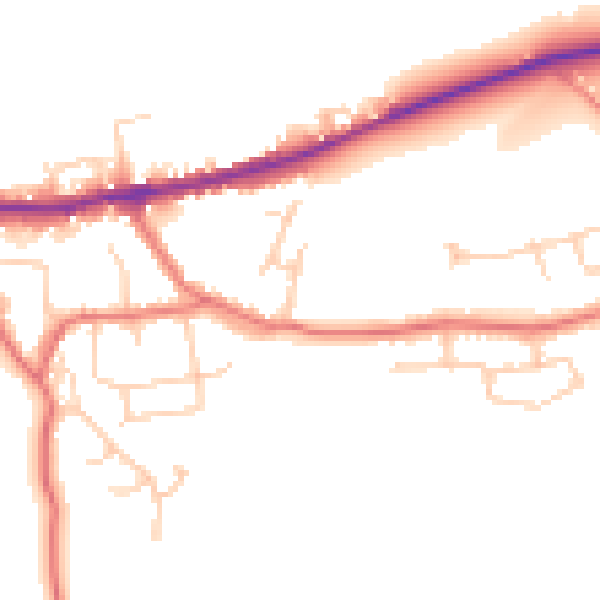 Daytime road noise heatmap for LA2 9RQ