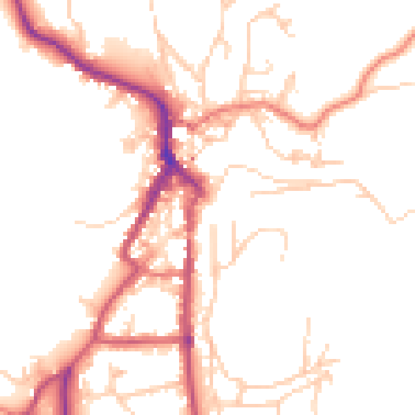 Daytime road noise heatmap for LA22 0AB
