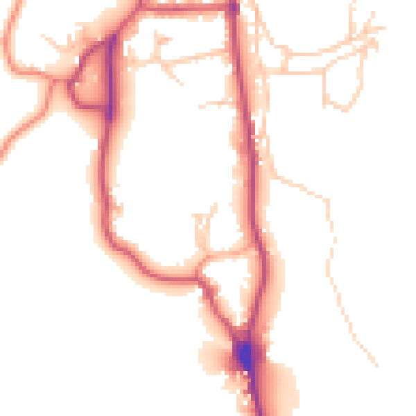 Daytime road noise heatmap for LA22 0AT