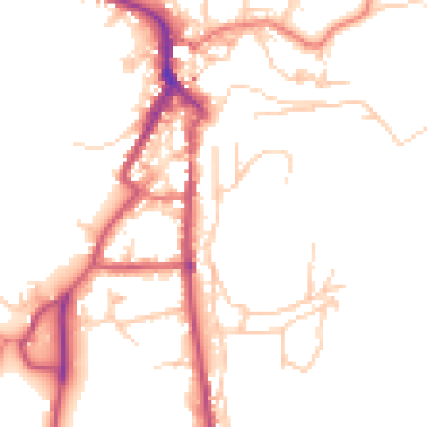 Daytime road noise heatmap for LA22 0BB